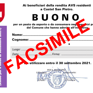 Rinnovata anche per il mese di settembre 2021 l'iniziativa del BUONO PASTO per le persone in età AVS